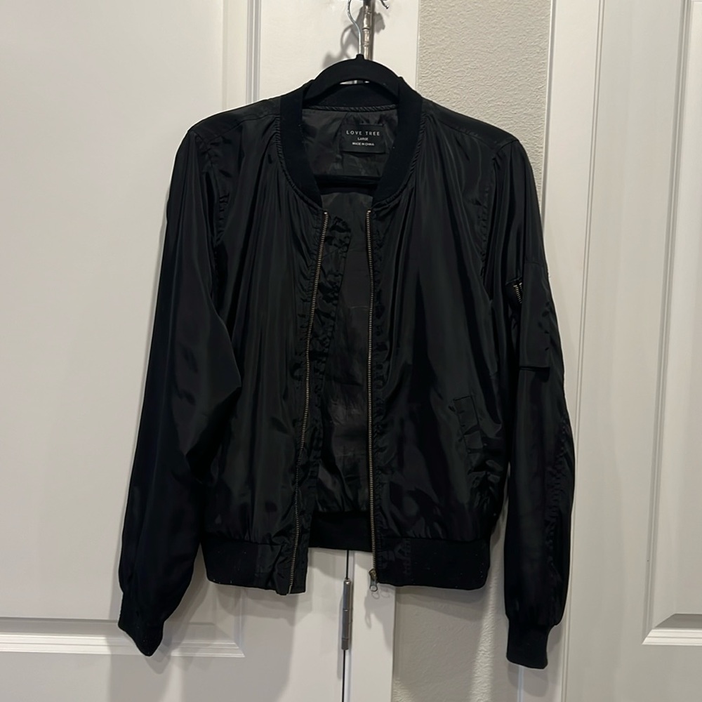 Love tree black bomber jacket